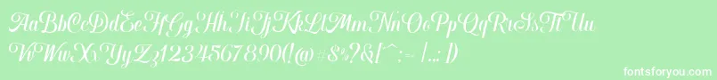 フォントHougbon Script – 緑の背景に白い文字
