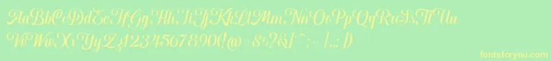 Hougbon Script Font – Yellow Fonts on Green Background
