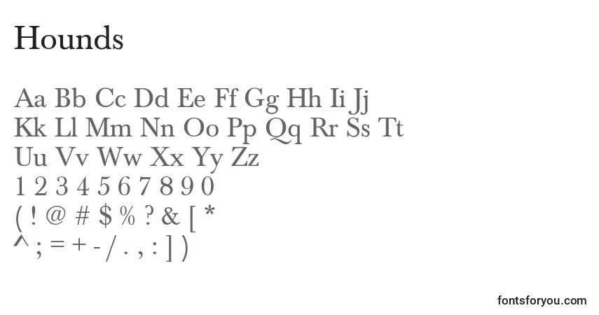 Schriftart Hounds (129921) – Alphabet, Zahlen, spezielle Symbole