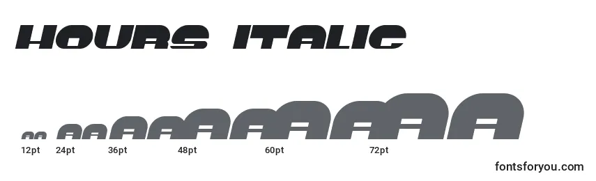 Rozmiary czcionki Hours Italic