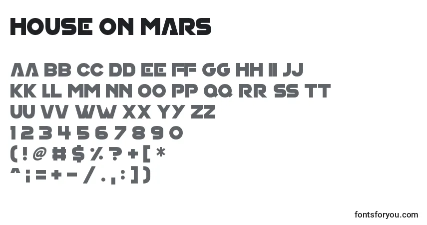 Schriftart House On Mars – Alphabet, Zahlen, spezielle Symbole