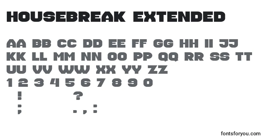 Schriftart Housebreak Extended – Alphabet, Zahlen, spezielle Symbole