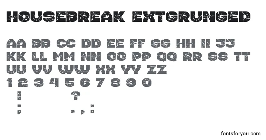 Czcionka Housebreak ExtGrunged – alfabet, cyfry, specjalne znaki