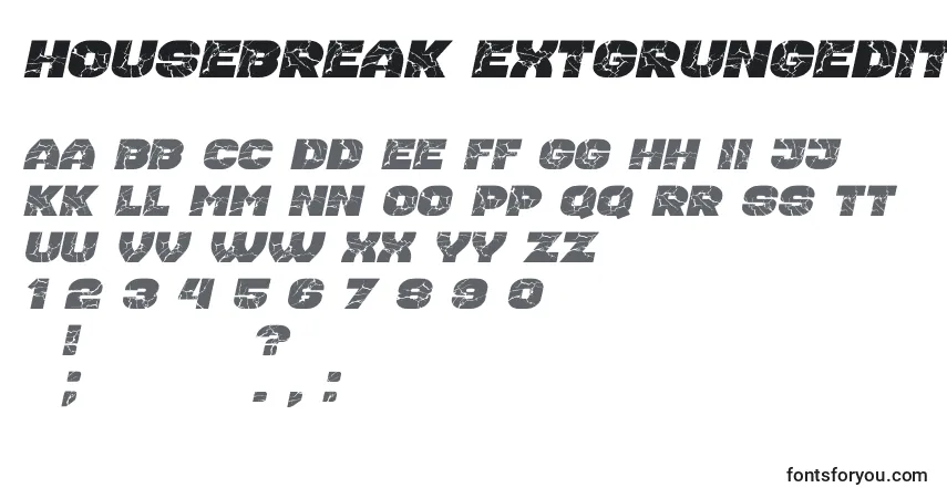 Housebreak ExtGrungedItalicフォント–アルファベット、数字、特殊文字