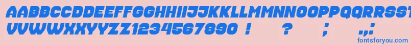 Fonte Housebreak Italic – fontes azuis em um fundo rosa