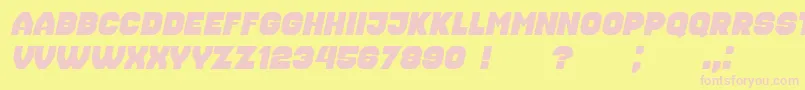 Fonte Housebreak Italic – fontes rosa em um fundo amarelo