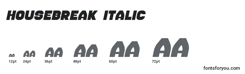 Größen der Schriftart Housebreak Italic