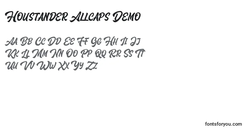 A fonte Houstander Allcaps Demo – alfabeto, números, caracteres especiais