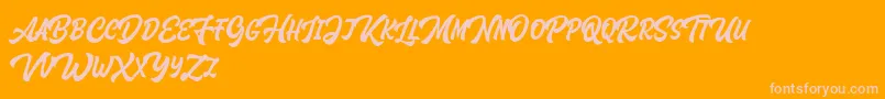 Fonte Houstander Allcaps Demo – fontes rosa em um fundo laranja