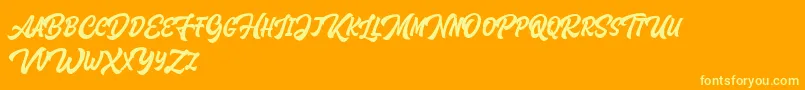 Houstander Allcaps Demo-Schriftart – Gelbe Schriften auf orangefarbenem Hintergrund
