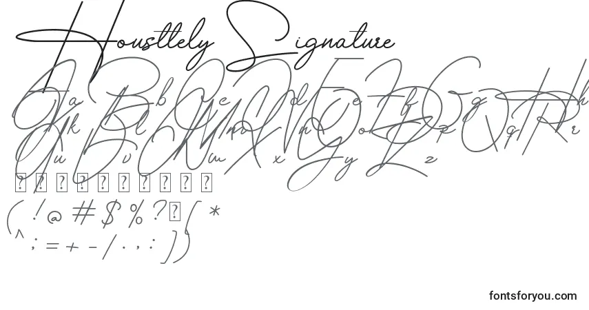 Шрифт Housttely Signature – алфавит, цифры, специальные символы