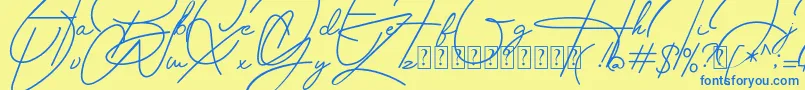 Шрифт Housttely Signature – синие шрифты на жёлтом фоне