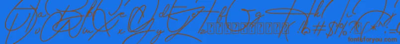 Housttely Signature-Schriftart – Braune Schriften auf blauem Hintergrund