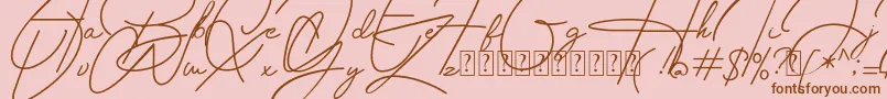 fuente Housttely Signature – Fuentes Marrones Sobre Fondo Rosa
