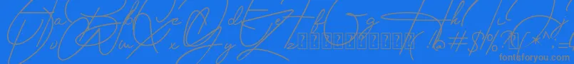 Housttely Signature Font – Gray Fonts on Blue Background