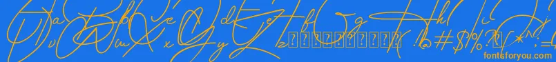 fuente Housttely Signature – Fuentes Naranjas Sobre Fondo Azul