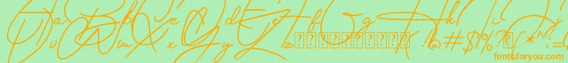 Housttely Signature Font – Orange Fonts on Green Background