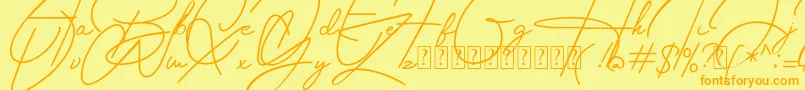 Housttely Signature Font – Orange Fonts on Yellow Background