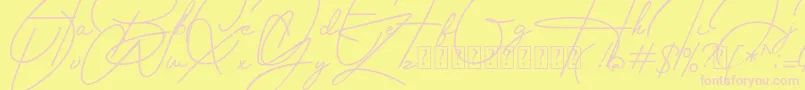 Housttely Signature-Schriftart – Rosa Schriften auf gelbem Hintergrund