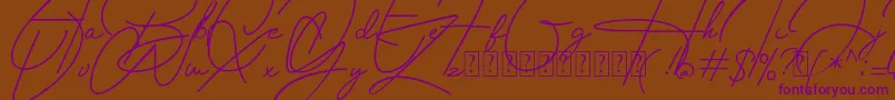 Housttely Signature Font – Purple Fonts on Brown Background