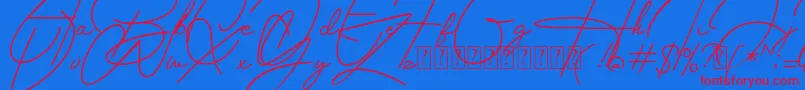 Police Housttely Signature – polices rouges sur fond bleu