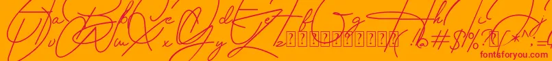 Housttely Signature Font – Red Fonts on Orange Background