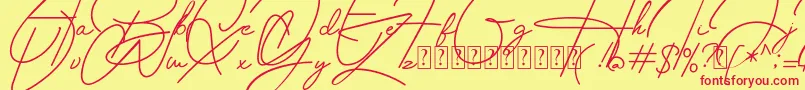 Housttely Signature Font – Red Fonts on Yellow Background