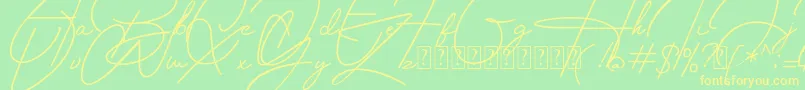 Housttely Signature Font – Yellow Fonts on Green Background