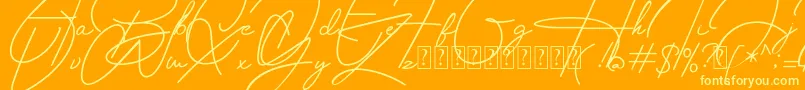Housttely Signature Font – Yellow Fonts on Orange Background