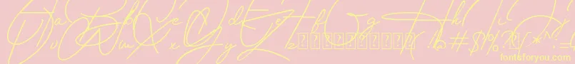 Housttely Signature Font – Yellow Fonts on Pink Background