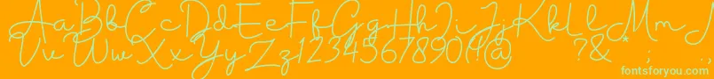 Housttik Personal Use-Schriftart – Grüne Schriften auf orangefarbenem Hintergrund