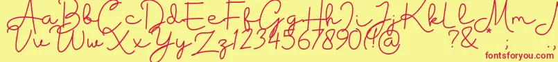 Housttik Personal Use-Schriftart – Rote Schriften auf gelbem Hintergrund