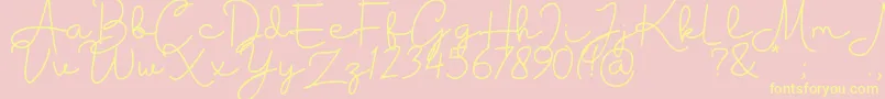 Housttik Personal Use-Schriftart – Gelbe Schriften auf rosa Hintergrund