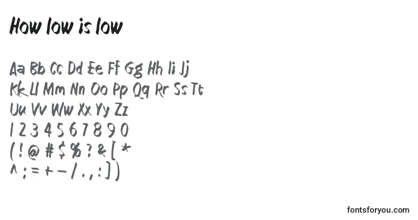 Шрифт How low is low (129944) – алфавит, цифры, специальные символы