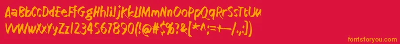 フォントHow low is low – 赤い背景にオレンジの文字