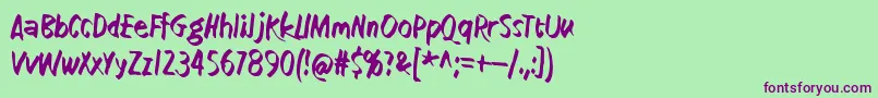 How low is low Font – Purple Fonts on Green Background