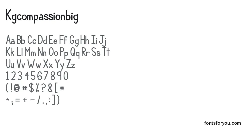 A fonte Kgcompassionbig – alfabeto, números, caracteres especiais