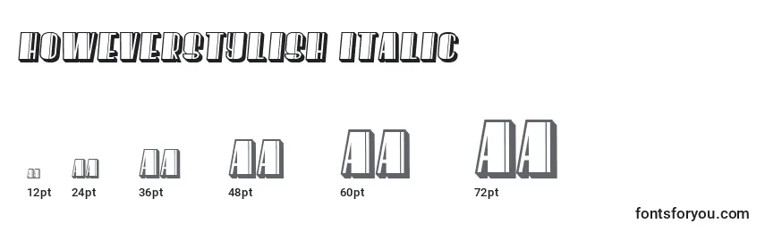 Размеры шрифта HoweverStylish Italic