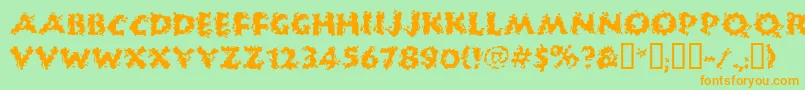 HUCKB   -Schriftart – Orangefarbene Schriften auf grünem Hintergrund