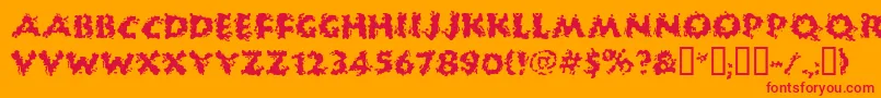 HUCKB   -Schriftart – Rote Schriften auf orangefarbenem Hintergrund