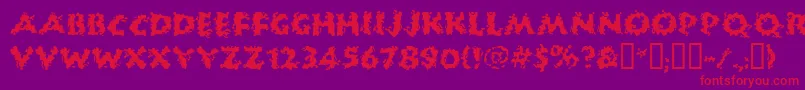HUCKB   -Schriftart – Rote Schriften auf violettem Hintergrund