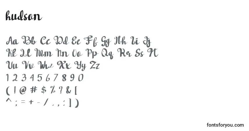Hudson-fontti – aakkoset, numerot, erikoismerkit