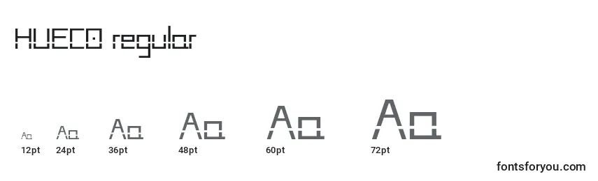 Размеры шрифта HUECO regular