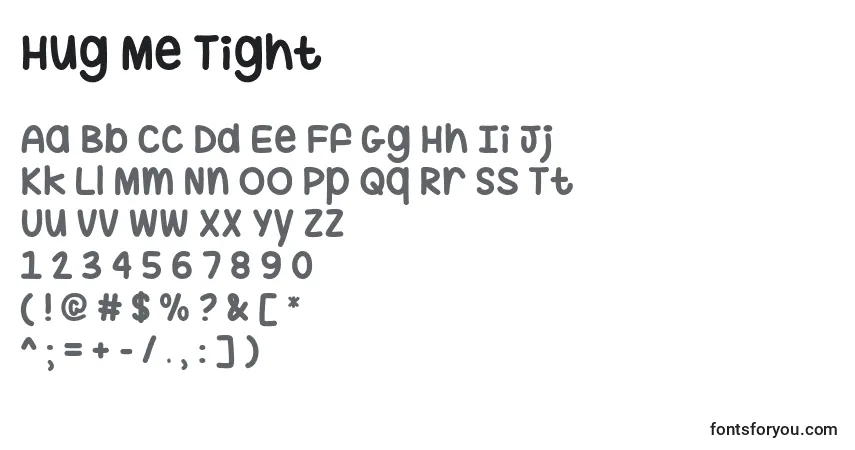 Шрифт Hug Me Tight   – алфавит, цифры, специальные символы