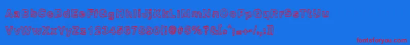 HugeParty Font – Red Fonts on Blue Background