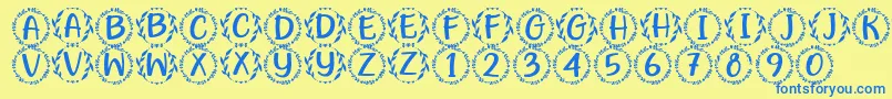 Saiba mais sobre a fonte Hugme Font by 7NTypes Fonte Hugme Font by 7NTypes – fontes azuis em um fundo amarelo