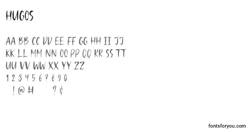 Schriftart Hugos – Alphabet, Zahlen, spezielle Symbole