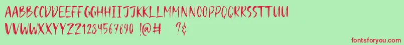 Hugos Font – Red Fonts on Green Background