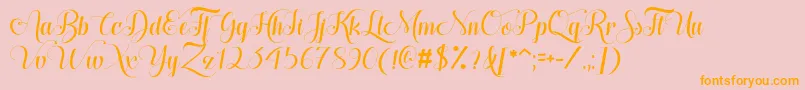 Hugs  Kisses xoxo Demo-Schriftart – Orangefarbene Schriften auf rosa Hintergrund