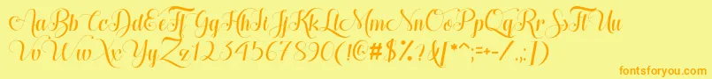 Hugs  Kisses xoxo Demo Font – Orange Fonts on Yellow Background